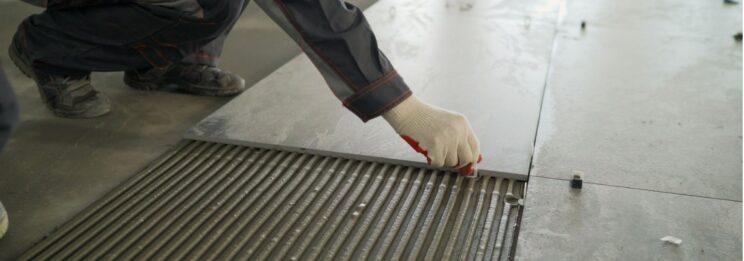 tiler with ceramic tiles