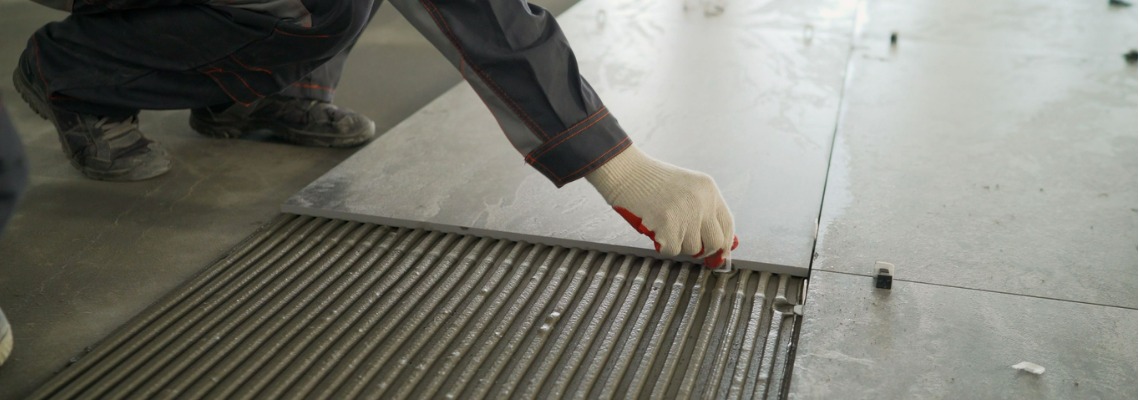 tiler with ceramic tiles