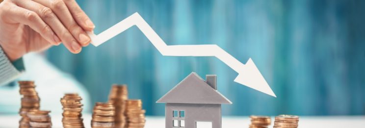 Down arrow showing decrease in property value