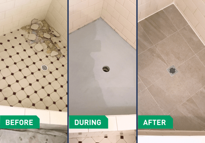 bathroom tiling before, during and after look